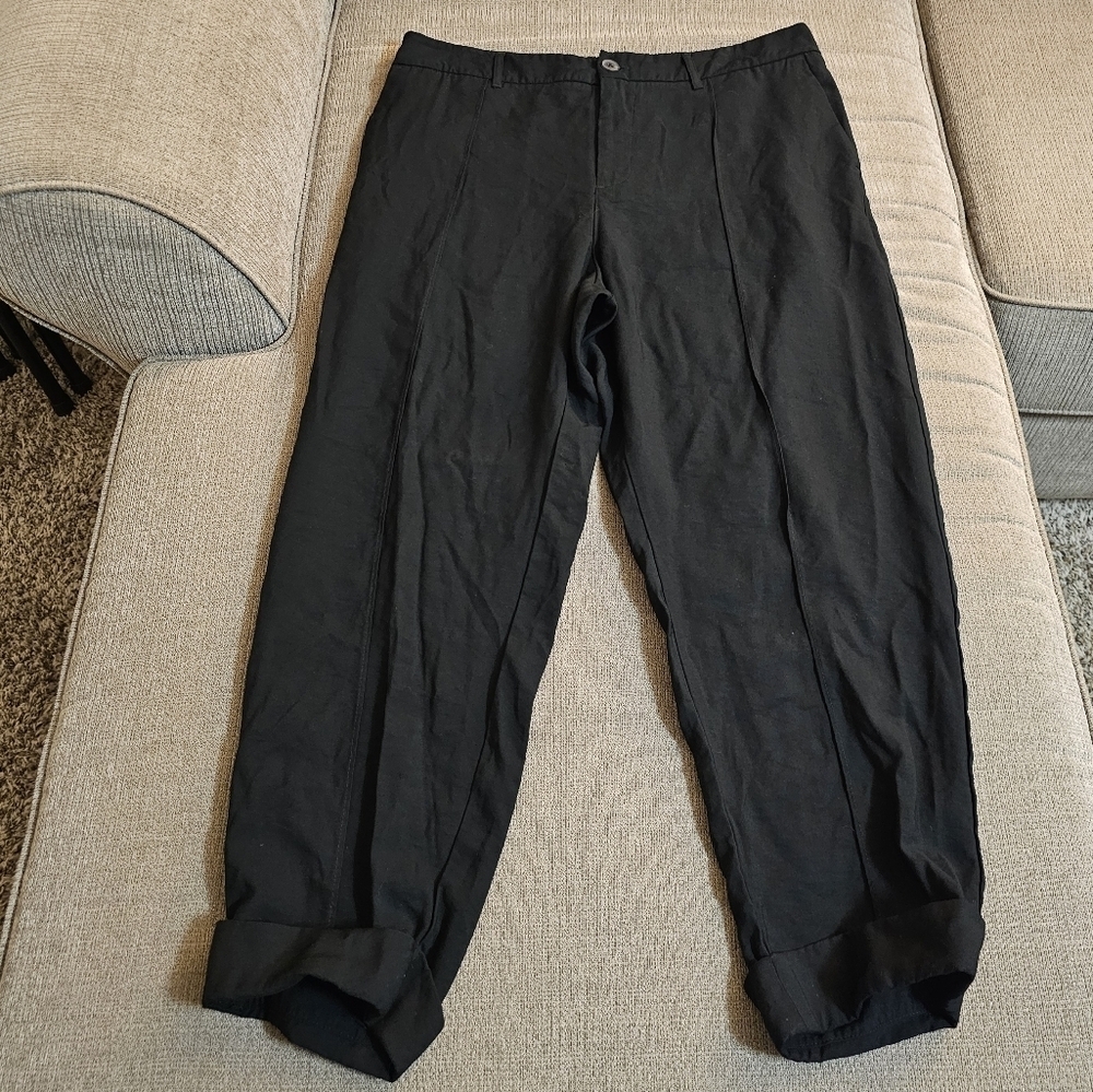 A New Day Black High Rise Relaxed Chambray Neutral Casual Pants Size 16